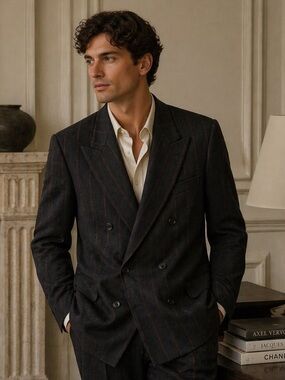 Corneliani Italian Wool and Cashmere Double Breasted Blazer EU 52 R / US 42 R